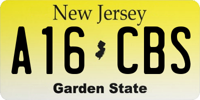 NJ license plate A16CBS