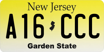 NJ license plate A16CCC