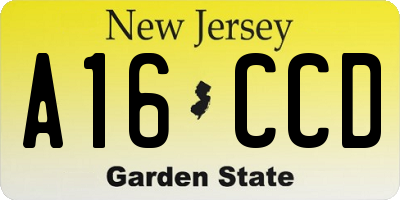 NJ license plate A16CCD
