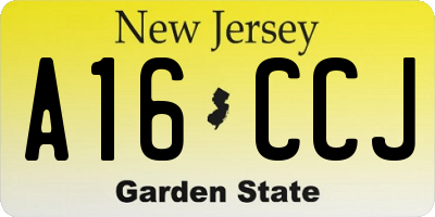 NJ license plate A16CCJ