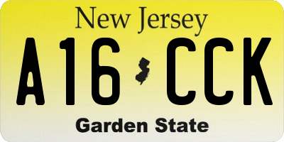NJ license plate A16CCK