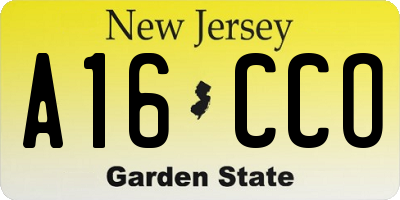 NJ license plate A16CCO