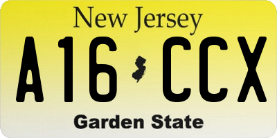NJ license plate A16CCX