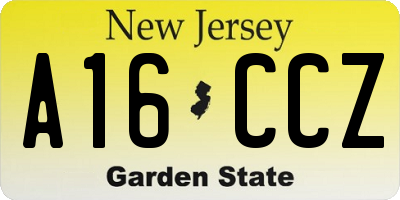 NJ license plate A16CCZ