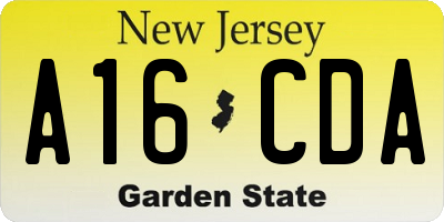 NJ license plate A16CDA