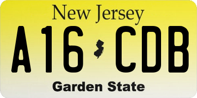 NJ license plate A16CDB