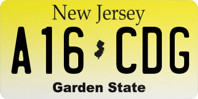 NJ license plate A16CDG
