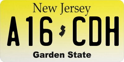 NJ license plate A16CDH