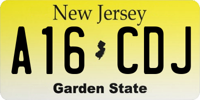 NJ license plate A16CDJ