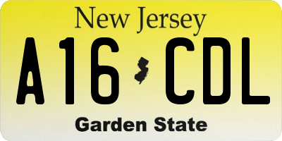 NJ license plate A16CDL