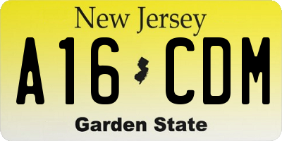 NJ license plate A16CDM