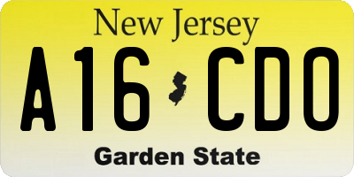 NJ license plate A16CDO