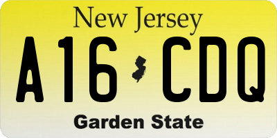 NJ license plate A16CDQ