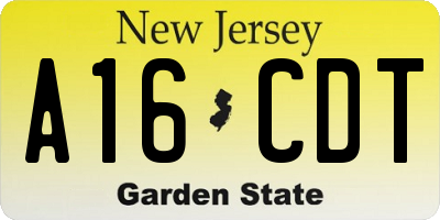 NJ license plate A16CDT
