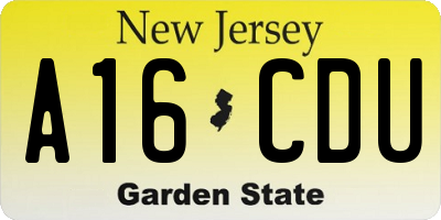 NJ license plate A16CDU
