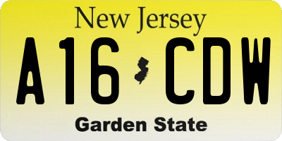 NJ license plate A16CDW