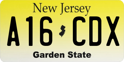 NJ license plate A16CDX
