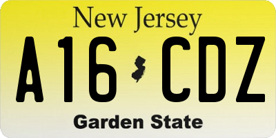 NJ license plate A16CDZ