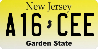 NJ license plate A16CEE