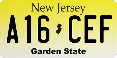 NJ license plate A16CEF