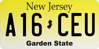 NJ license plate A16CEU