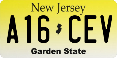 NJ license plate A16CEV