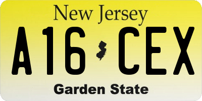 NJ license plate A16CEX