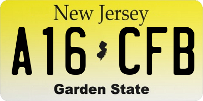 NJ license plate A16CFB