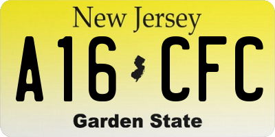 NJ license plate A16CFC