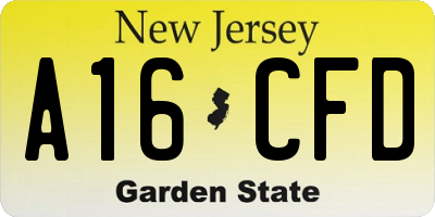 NJ license plate A16CFD