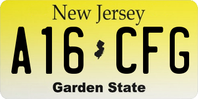 NJ license plate A16CFG