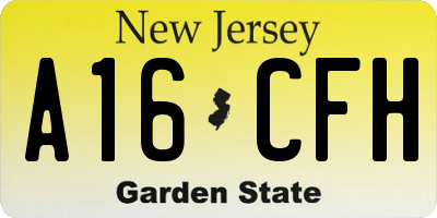 NJ license plate A16CFH