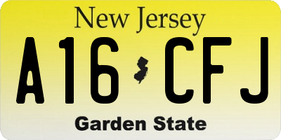 NJ license plate A16CFJ