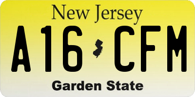 NJ license plate A16CFM