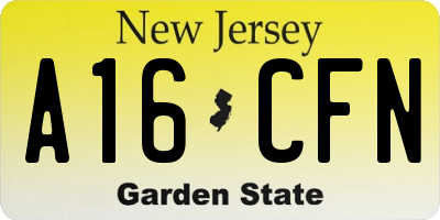 NJ license plate A16CFN