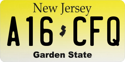 NJ license plate A16CFQ