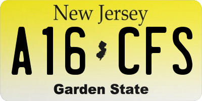 NJ license plate A16CFS