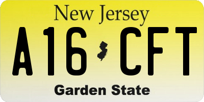 NJ license plate A16CFT