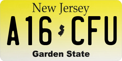 NJ license plate A16CFU
