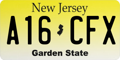 NJ license plate A16CFX