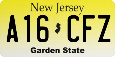 NJ license plate A16CFZ