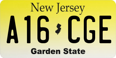 NJ license plate A16CGE