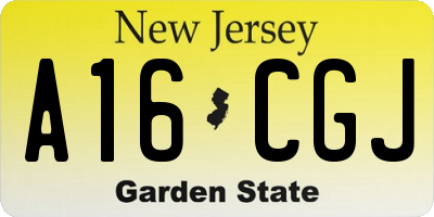 NJ license plate A16CGJ