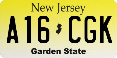 NJ license plate A16CGK