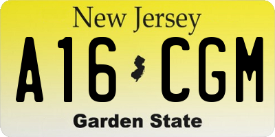 NJ license plate A16CGM