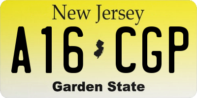 NJ license plate A16CGP