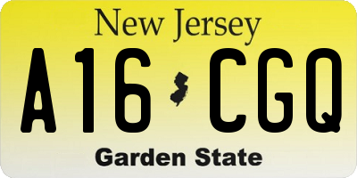 NJ license plate A16CGQ