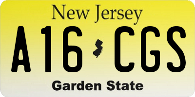 NJ license plate A16CGS