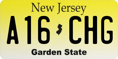 NJ license plate A16CHG