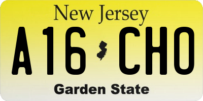 NJ license plate A16CHO